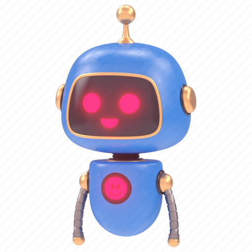 Cute, bot, robot, emoticon, robots, artificial, droid 3D illustration - Download on Iconfinder