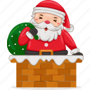 santa, claus, vector, cartoon, character, merry, christmas, holiday, chimney