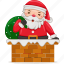 santa, claus, vector, cartoon, character, merry, christmas, holiday, chimney 
