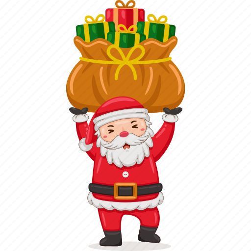 Santa, claus, gift, vector, cartoon, character, merry icon - Download on Iconfinder