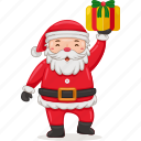 santa, claus, vector, cartoon, character, happy, christmas, holiday, gift
