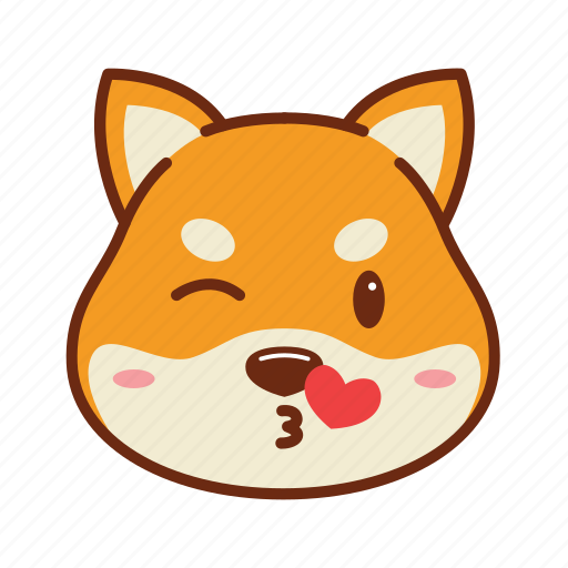 Animal, dog, emoji, kawaii, kiss, pet, shiba icon - Download on Iconfinder