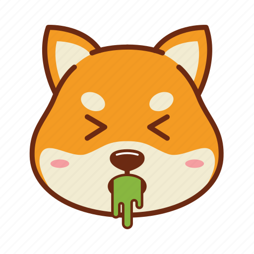 Animal, dog, emoji, kawaii, pet, puke, shiba icon - Download on Iconfinder