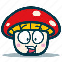 mushroom, character, emotion, cute, set, cartoon