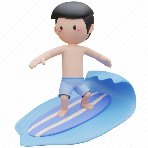 Beach, summer, holiday, surfboard 3D illustration - Download on Iconfinder