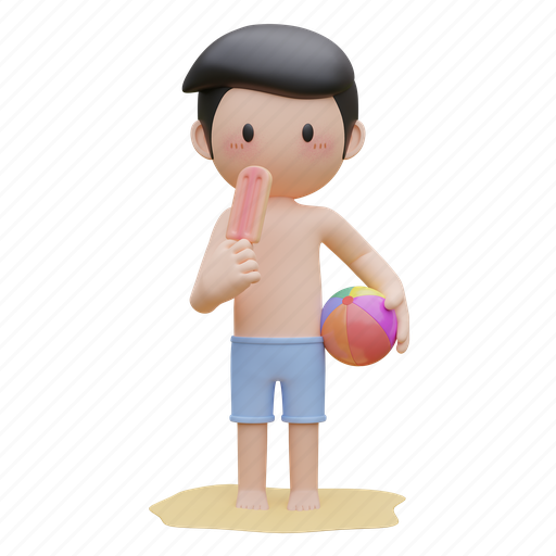 Beach, summer, holiday, ice cream 3D illustration - Download on Iconfinder