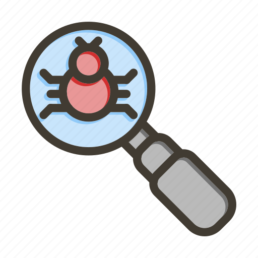 Debug, virus scan, loupe, search, malware icon - Download on Iconfinder
