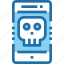 crime, hack, mobile, phone, security, skull, smartphone 