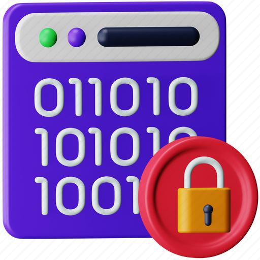 Binary, code, lock, cyber, crime, encryption, security 3D illustration - Download on Iconfinder
