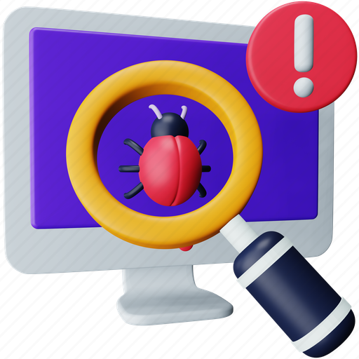 Bug, detector, cyber, crime, information, antivirus, search 3D illustration - Download on Iconfinder