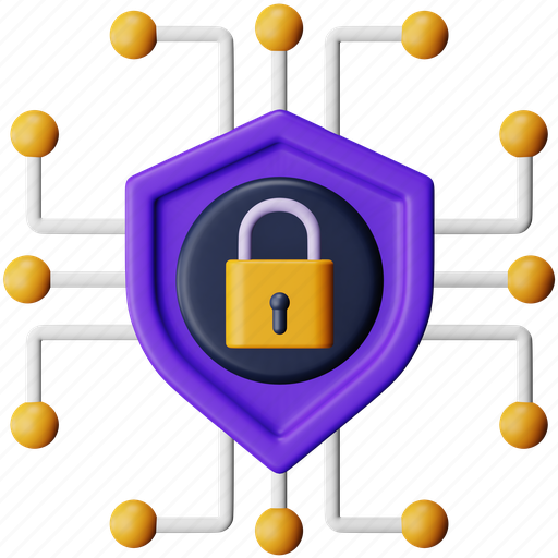 Encrypted, cyber, crime, lock, security, shield, digital 3D illustration - Download on Iconfinder