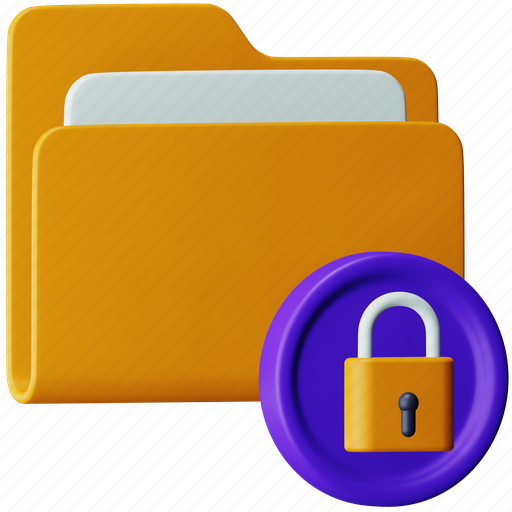 Folder, encryption, cyber, crime, security, lock, document 3D illustration - Download on Iconfinder