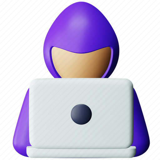 Hacker, cyber, crime, criminal, hacking, laptop, thief 3D illustration - Download on Iconfinder