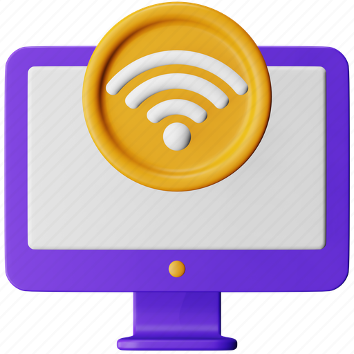 Internet, access, cyber, crime, wifi, signals, monitor 3D illustration - Download on Iconfinder