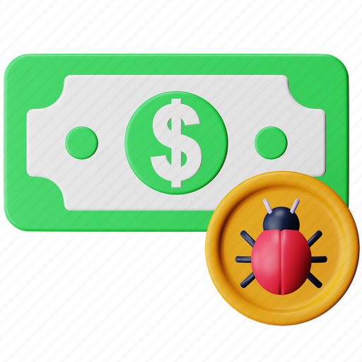 Money, hacking, cyber, crime, bug, cash, dollar 3D illustration - Download on Iconfinder