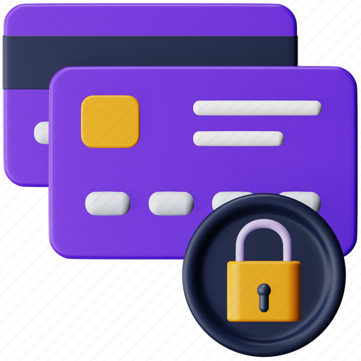 Secure, payment, cyber, crime, credit, card, lock 3D illustration - Download on Iconfinder