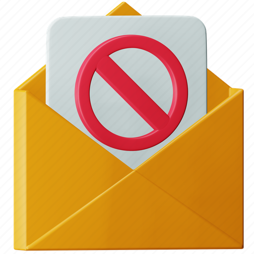 Spam, mail, cyber, crime, block, forbidden, letter 3D illustration - Download on Iconfinder