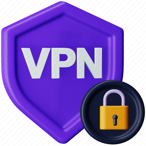 Vpn, lock, cyber, crime, security, protection, shield 3D illustration - Download on Iconfinder