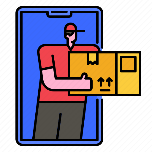 Delivery, man, ecommerce, smartphone, online, box, shopping icon - Download on Iconfinder