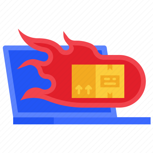 Fast, delivery, shipping, instant, fire, laptop icon - Download on Iconfinder