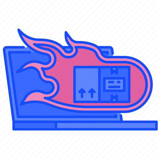 Fast, delivery, shipping, instant, fire, laptop icon - Download on Iconfinder