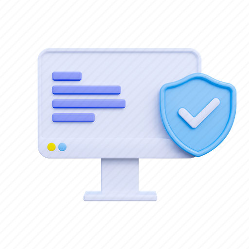 .png, monitor, security, protection, secure, computer, safety 3D illustration - Download on Iconfinder