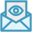 envelope, eye, letter, open, page, view 