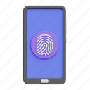 mobile, fingerprint, app, identification, scan, protection