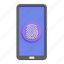 mobile, fingerprint, app, identification, scan, protection 