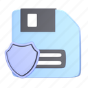 disk, with, shield, storage, save, protection, data