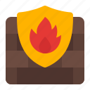 firewall, server, internet, shield, flame, security system, fire, security, wall