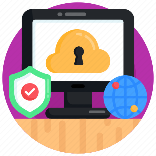 Cloud computing, online cloud security, cloud protection, online cloud access, global cloud icon - Download on Iconfinder