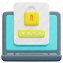 authentication, padlock, laptop, cyber, security, digital, access, 3d 