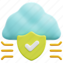 cloud, shield, protection, cyber, security, digital, secure, 3d 