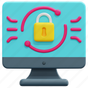 ransomware, padlock, lock, cyber, security, digital, computer, 3d 