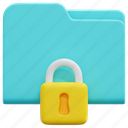 secure, folder, padlock, cyber, security, digital, lock, 3d 