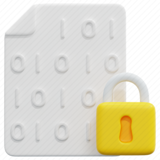 Encrypted, file, data, cyber, security, digital, padlock 3D illustration - Download on Iconfinder