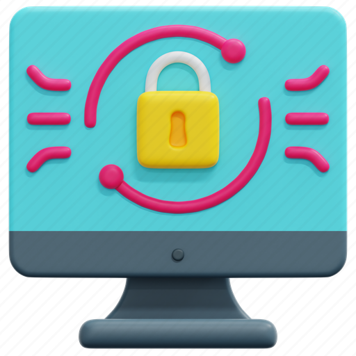 Ransomware, padlock, lock, cyber, security, digital, computer 3D illustration - Download on Iconfinder