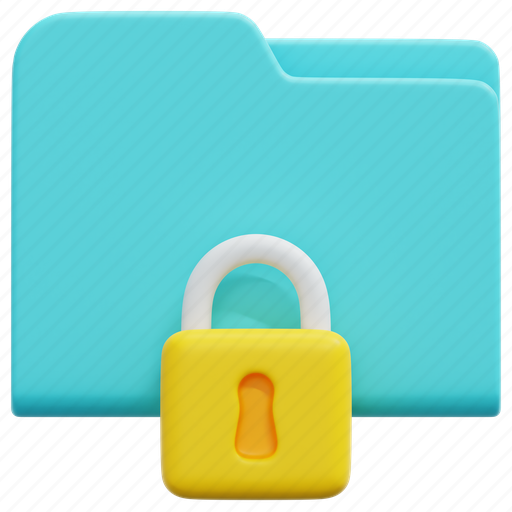 Secure, folder, padlock, cyber, security, digital, lock 3D illustration - Download on Iconfinder