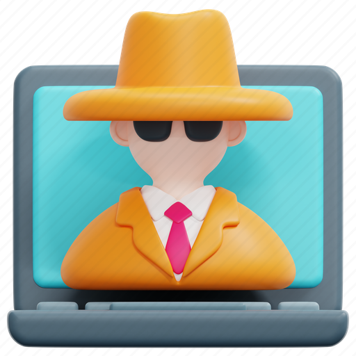 Spyware, spy, hack, cyber, security, digital, crime 3D illustration - Download on Iconfinder