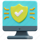 computer, shield, protection, cyber, security, secure, digital, 3d 