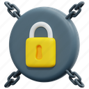 padlock, lock, chain, cyber, security, protection, digital, 3d 