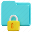 secure, folder, padlock, cyber, security, lock, digital, 3d 