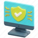 computer, shield, protection, cyber, digital, security, secure, 3d 