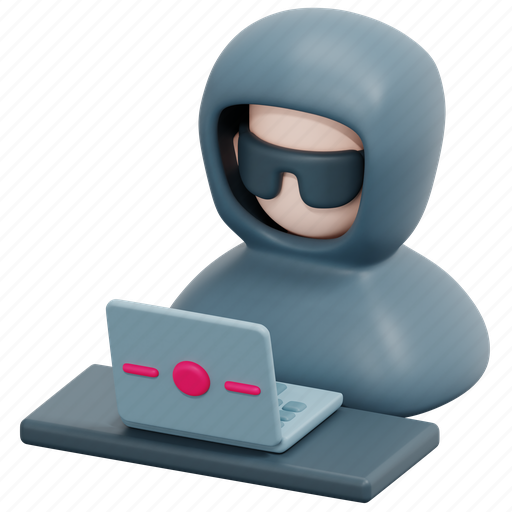 Hacker, user, crime, cyber, digital, security, attack 3D illustration - Download on Iconfinder