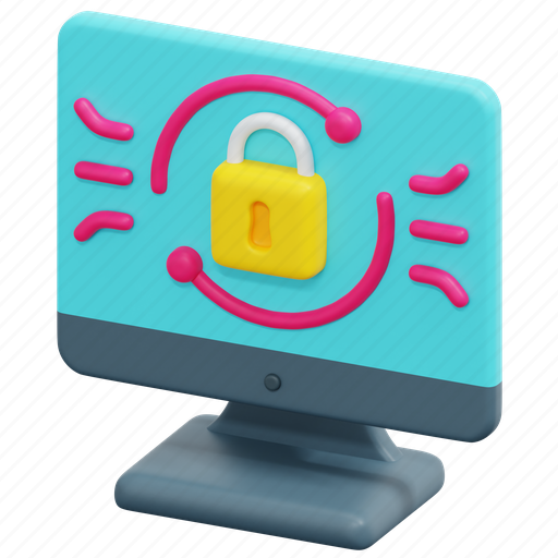 Ransomware, padlock, lock, cyber, digital, security, computer 3D illustration - Download on Iconfinder