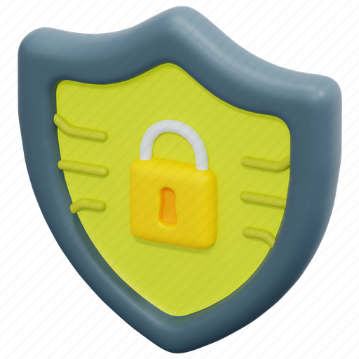 Shield, padlock, lock, cyber, digital, security, secure 3D illustration - Download on Iconfinder