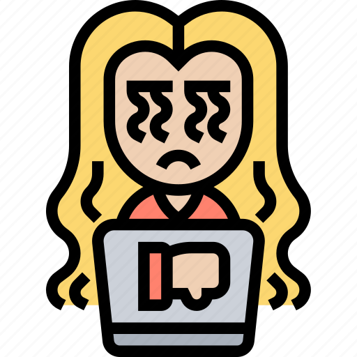Cyberbullying, laptop, social, dislike, impersonate icon - Download on Iconfinder