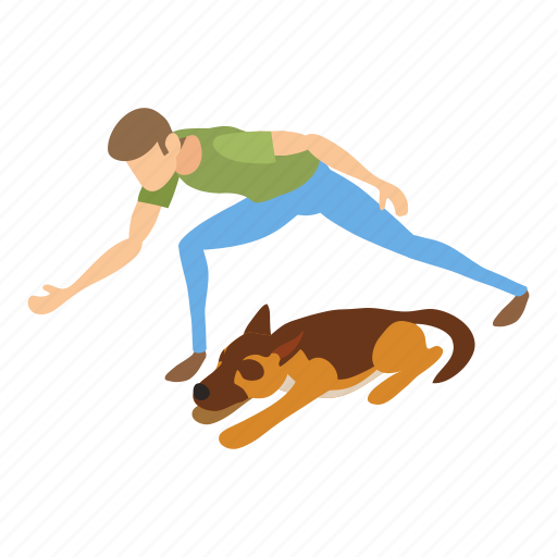 Cynologist, dog, fashion, isometric, woman icon - Download on Iconfinder