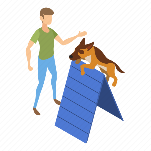 Business, dog, isometric, obstacle, training, woman icon - Download on Iconfinder